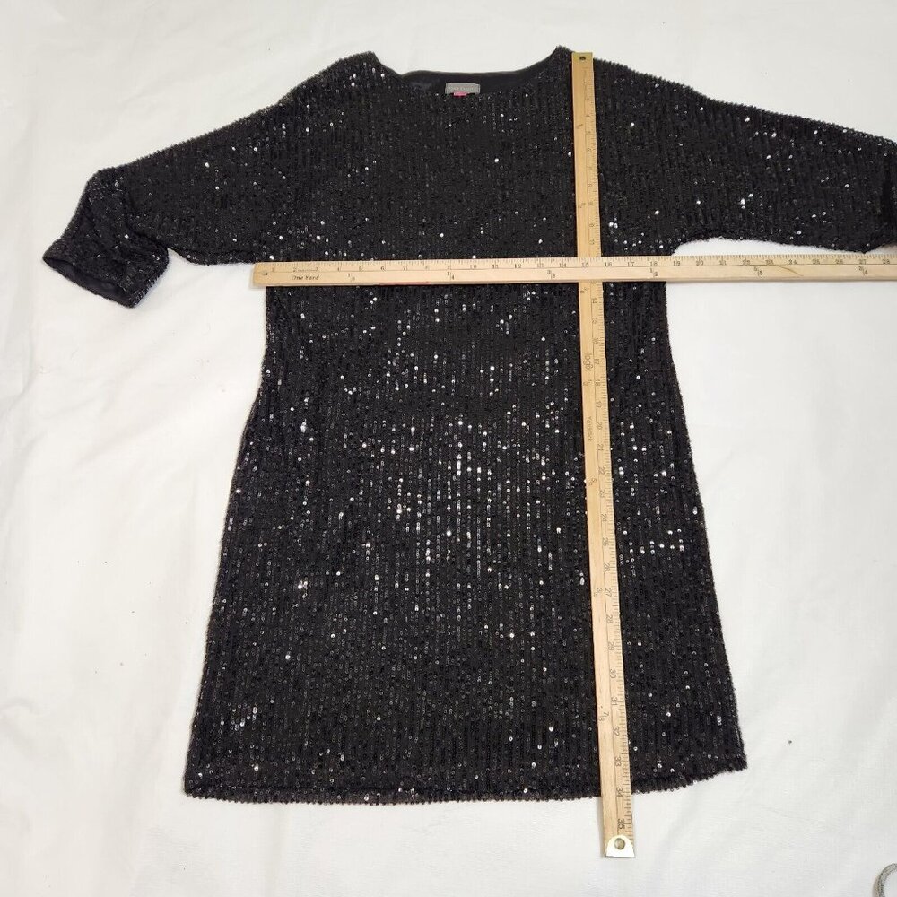 VINCE CAMUTO Women's Sparkle And Black Sequin 3/4 Sleeve Mid Dress Size S NWT 12 - Picture 11 of 15